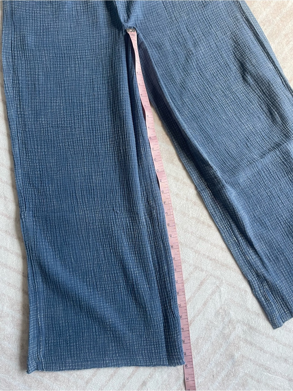 Zenana 100% Cotton Acid-Wash Gauze Pants - Dusty Blue - Picture 8 of 9